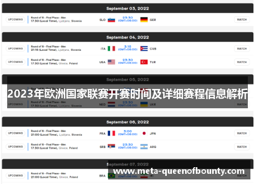 2023年欧洲国家联赛开赛时间及详细赛程信息解析